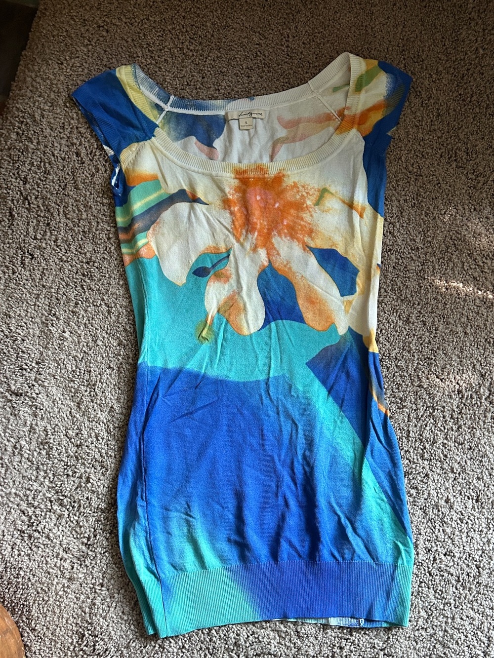 Forever 21 blue orange and white floral mini dress